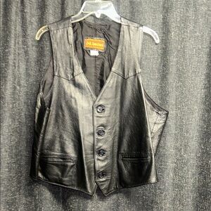 Vintage Black Leather Vest for Men
